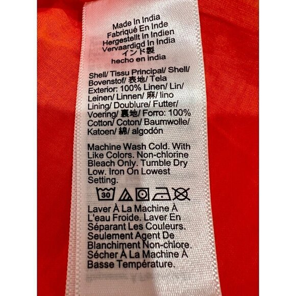 New J.Crew Size M Palermo smocked-waist mini dress in linen Orange *Stain* - Picture 12 of 13